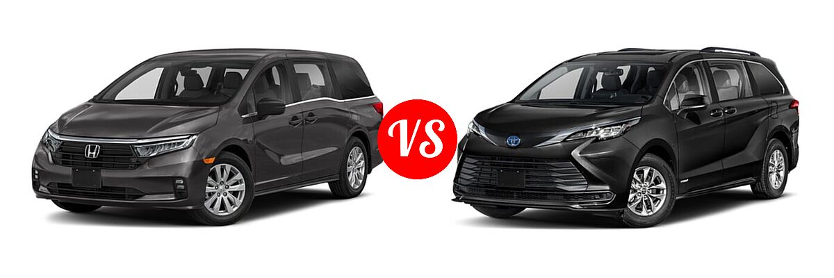 2022 Honda Odyssey Minivan LX vs. 2022 Toyota Sienna Minivan Hybrid LE - Front Left Comparison