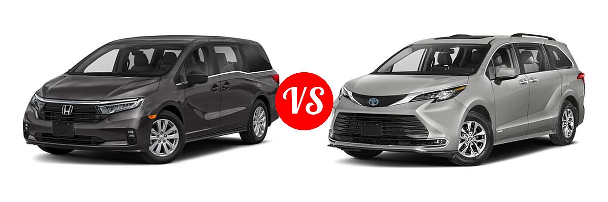 2022 Honda Odyssey Minivan LX vs. 2022 Toyota Sienna Minivan Hybrid XLE - Front Left Comparison