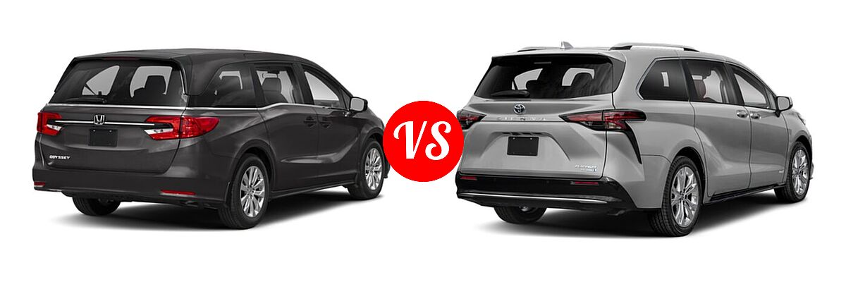 2022 Honda Odyssey Minivan LX vs. 2022 Toyota Sienna Minivan Hybrid Platinum - Rear Right Comparison