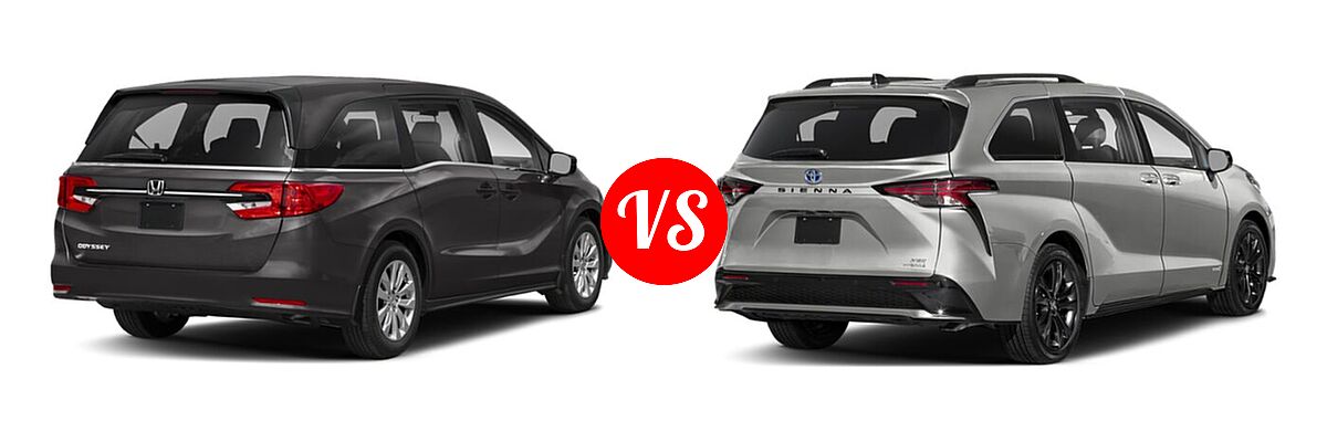 2022 Honda Odyssey Minivan LX vs. 2022 Toyota Sienna Minivan Hybrid XSE - Rear Right Comparison