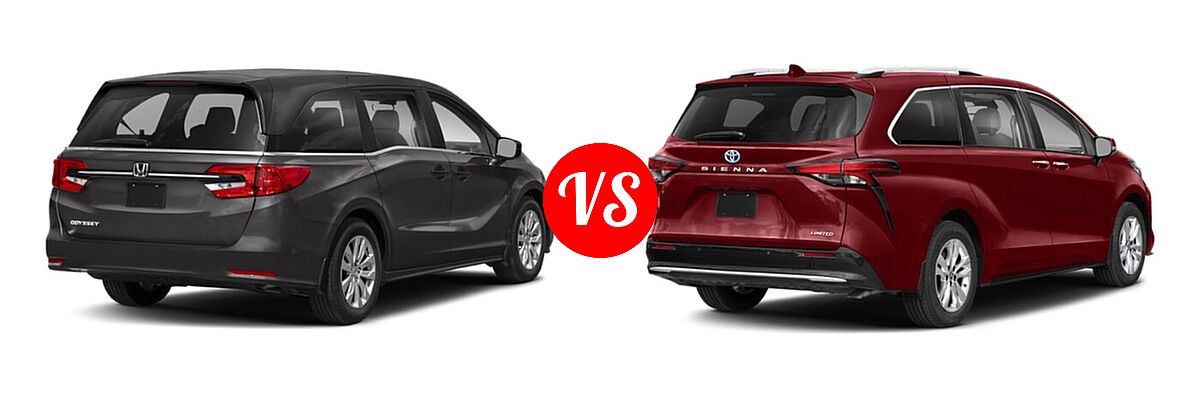 2022 Honda Odyssey Minivan LX vs. 2022 Toyota Sienna Minivan Hybrid Limited - Rear Right Comparison