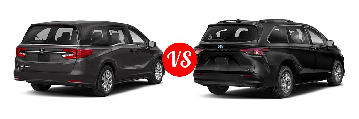 2022 Honda Odyssey Minivan LX vs. 2022 Toyota Sienna Minivan Hybrid LE - Rear Right Comparison