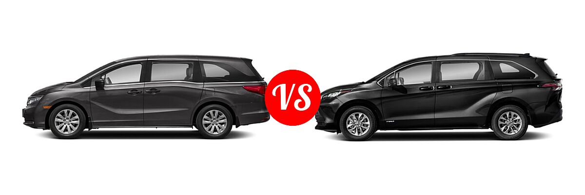 2022 Honda Odyssey Minivan LX vs. 2022 Toyota Sienna Minivan Hybrid LE - Side Comparison