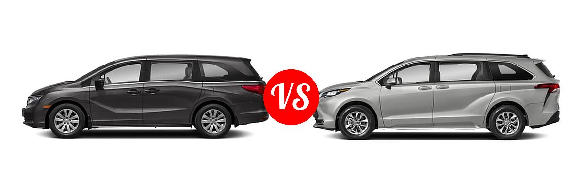2022 Honda Odyssey Minivan LX vs. 2022 Toyota Sienna Minivan Hybrid XLE - Side Comparison