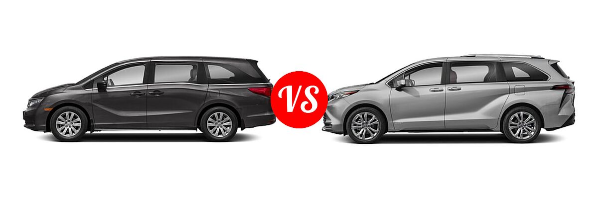 2022 Honda Odyssey Minivan LX vs. 2022 Toyota Sienna Minivan Hybrid Platinum - Side Comparison