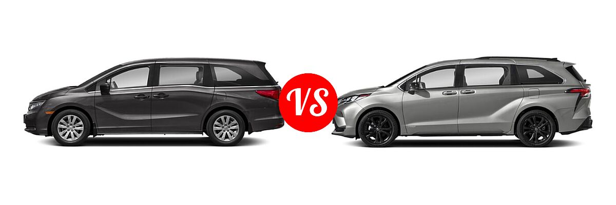 2022 Honda Odyssey Minivan LX vs. 2022 Toyota Sienna Minivan Hybrid XSE - Side Comparison
