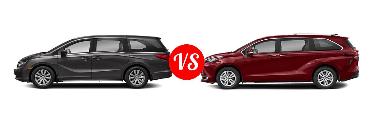 2022 Honda Odyssey Minivan LX vs. 2022 Toyota Sienna Minivan Hybrid Limited - Side Comparison