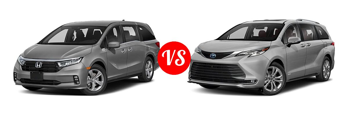 2022 Honda Odyssey Minivan EX vs. 2022 Toyota Sienna Minivan Hybrid Platinum - Front Left Comparison