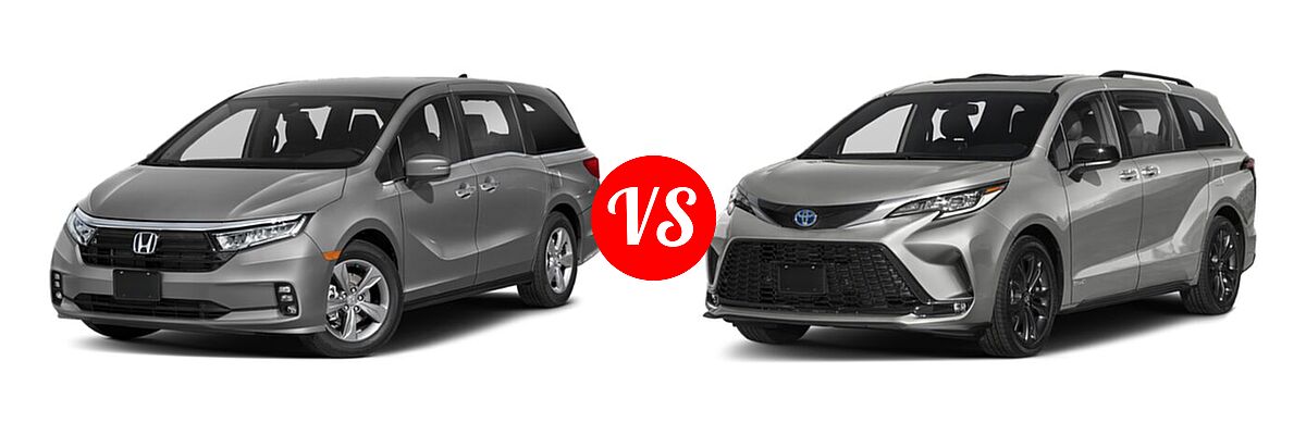 2022 Honda Odyssey Minivan EX vs. 2022 Toyota Sienna Minivan Hybrid XSE - Front Left Comparison