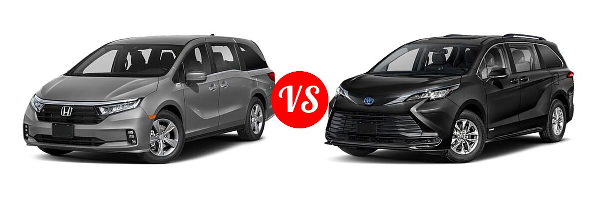 2022 Honda Odyssey Minivan EX vs. 2022 Toyota Sienna Minivan Hybrid LE - Front Left Comparison