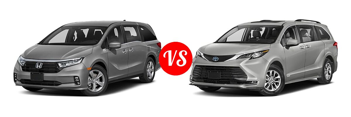 2022 Honda Odyssey Minivan EX vs. 2022 Toyota Sienna Minivan Hybrid XLE - Front Left Comparison
