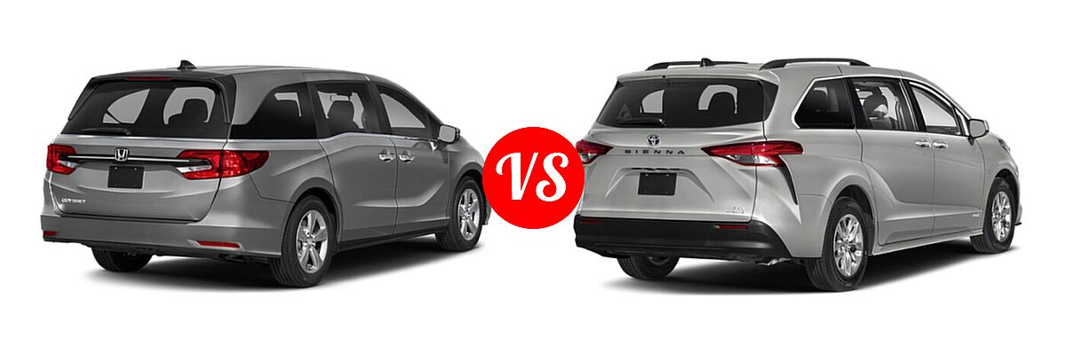 2022 Honda Odyssey Minivan EX vs. 2022 Toyota Sienna Minivan Hybrid XLE - Rear Right Comparison
