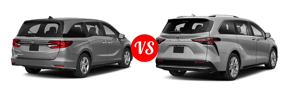 2022 Honda Odyssey Minivan EX vs. 2022 Toyota Sienna Minivan Hybrid Platinum - Rear Right Comparison