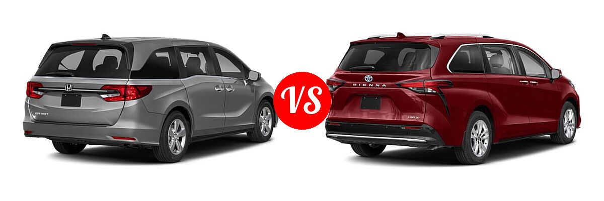 2022 Honda Odyssey Minivan EX vs. 2022 Toyota Sienna Minivan Hybrid Limited - Rear Right Comparison