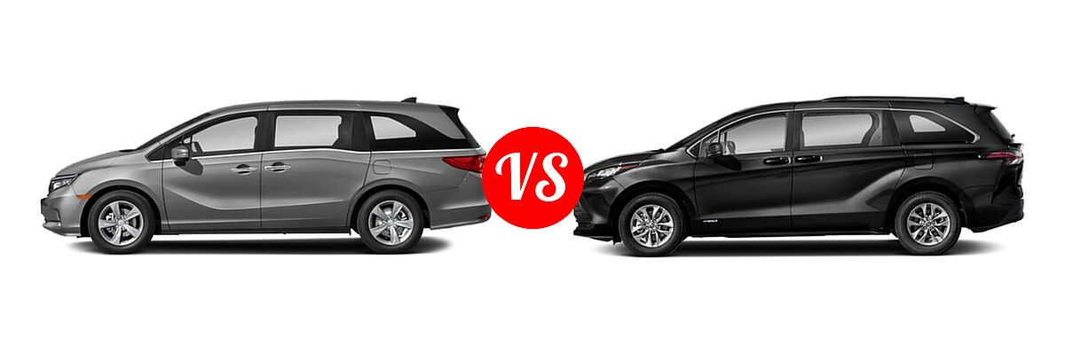 2022 Honda Odyssey Minivan EX vs. 2022 Toyota Sienna Minivan Hybrid LE - Side Comparison