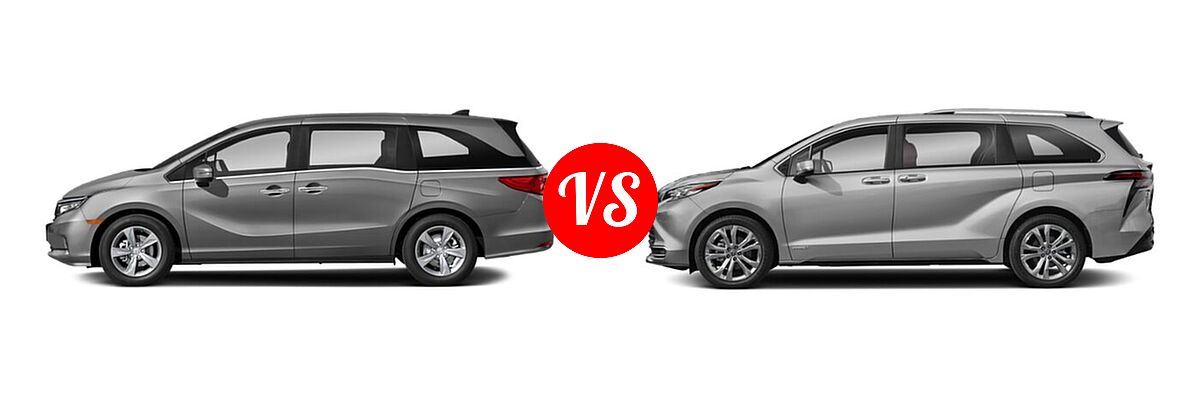 2022 Honda Odyssey Minivan EX vs. 2022 Toyota Sienna Minivan Hybrid Platinum - Side Comparison