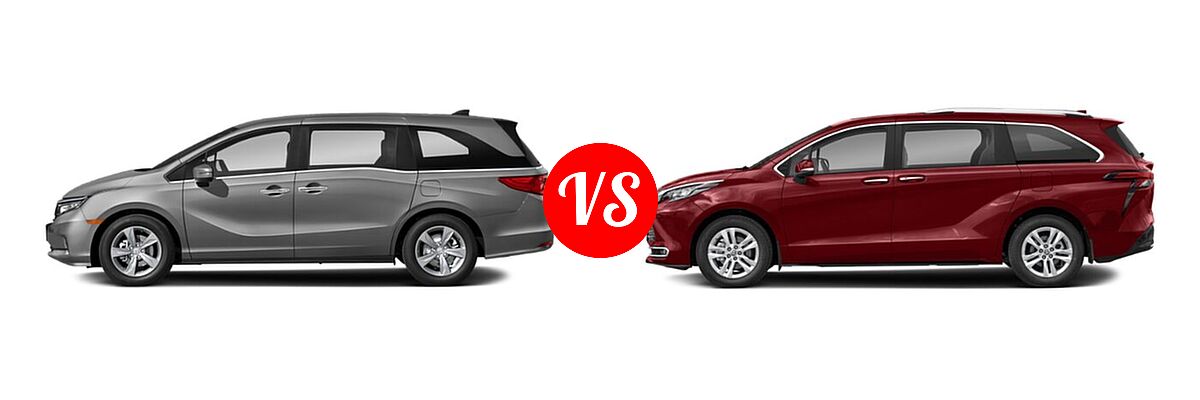 2022 Honda Odyssey Minivan EX vs. 2022 Toyota Sienna Minivan Hybrid Limited - Side Comparison