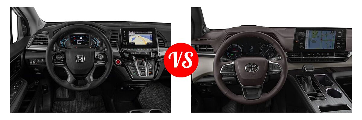 2022 Honda Odyssey Minivan Touring vs. 2022 Toyota Sienna Minivan Hybrid Platinum - Dashboard Comparison