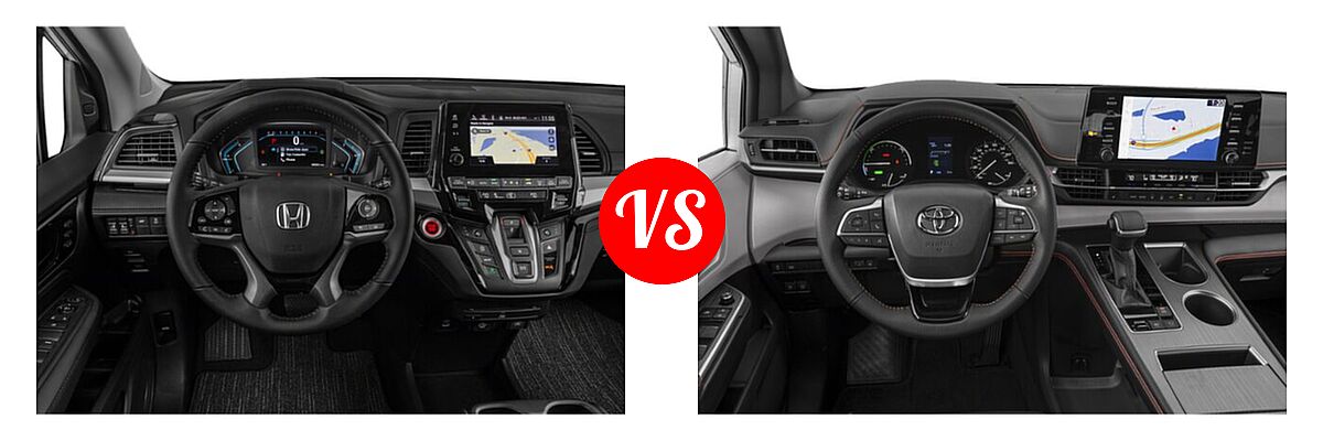 2022 Honda Odyssey Minivan Touring vs. 2022 Toyota Sienna Minivan Hybrid XSE - Dashboard Comparison
