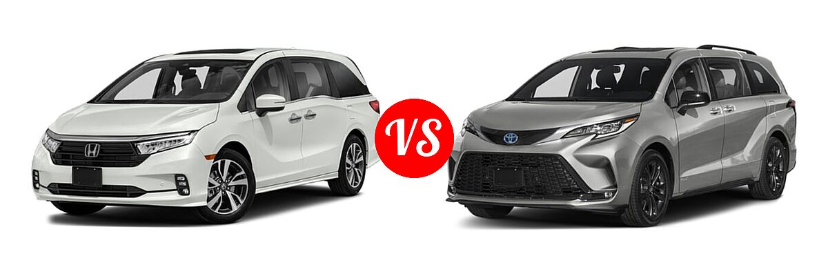 2022 Honda Odyssey Minivan Touring vs. 2022 Toyota Sienna Minivan Hybrid XSE - Front Left Comparison