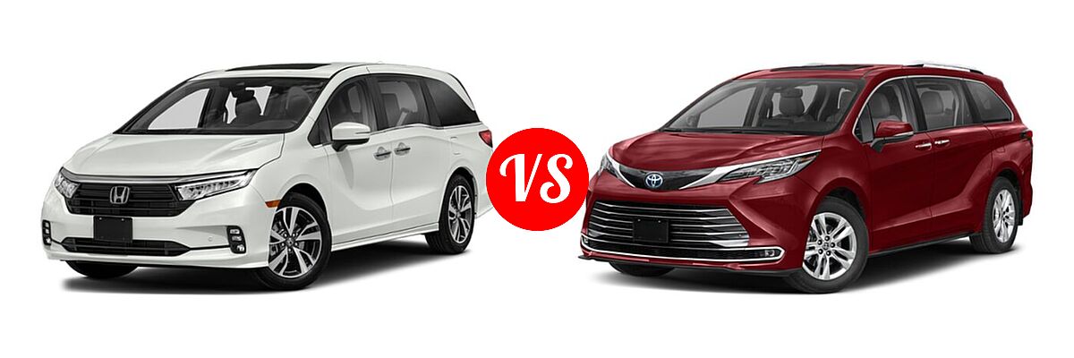 2022 Honda Odyssey Minivan Touring vs. 2022 Toyota Sienna Minivan Hybrid Limited - Front Left Comparison