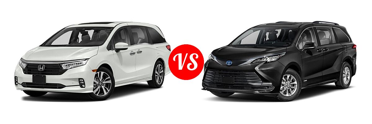 2022 Honda Odyssey Minivan Touring vs. 2022 Toyota Sienna Minivan Hybrid LE - Front Left Comparison