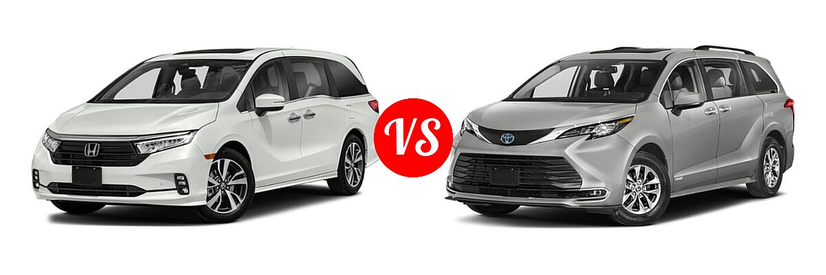 2022 Honda Odyssey Minivan Touring vs. 2022 Toyota Sienna Minivan Hybrid XLE - Front Left Comparison