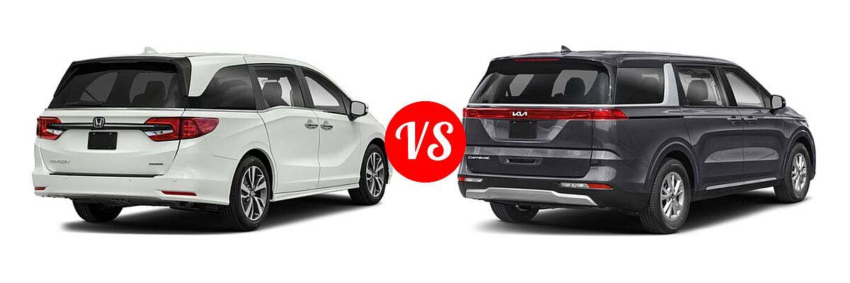 2022 Honda Odyssey Minivan Touring vs. 2022 Kia Cadenza Minivan LX / LXS - Rear Right Comparison