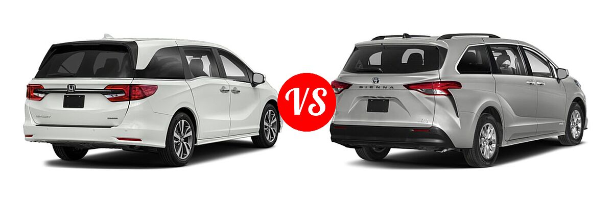 2022 Honda Odyssey Minivan Touring vs. 2022 Toyota Sienna Minivan Hybrid XLE - Rear Right Comparison
