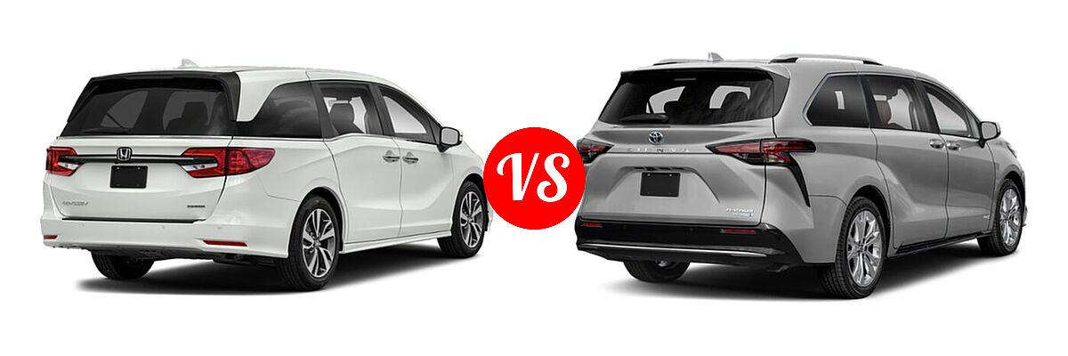2022 Honda Odyssey Minivan Touring vs. 2022 Toyota Sienna Minivan Hybrid Platinum - Rear Right Comparison