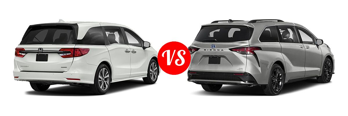 2022 Honda Odyssey Minivan Touring vs. 2022 Toyota Sienna Minivan Hybrid XSE - Rear Right Comparison