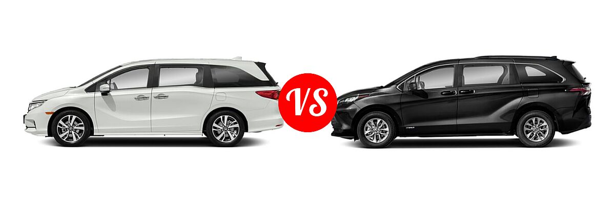 2022 Honda Odyssey Minivan Touring vs. 2022 Toyota Sienna Minivan Hybrid LE - Side Comparison