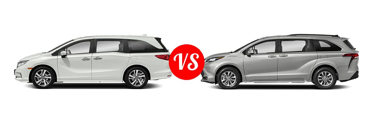 2022 Honda Odyssey Minivan Touring vs. 2022 Toyota Sienna Minivan Hybrid XLE - Side Comparison