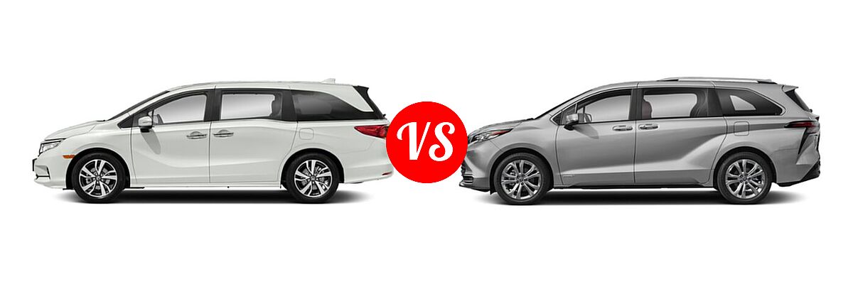 2022 Honda Odyssey Minivan Touring vs. 2022 Toyota Sienna Minivan Hybrid Platinum - Side Comparison