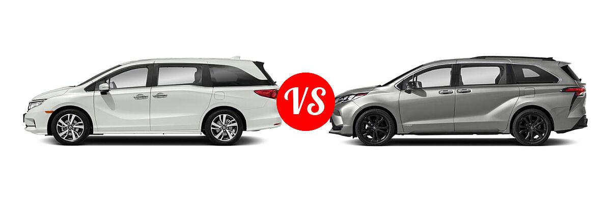 2022 Honda Odyssey Minivan Touring vs. 2022 Toyota Sienna Minivan Hybrid XSE - Side Comparison