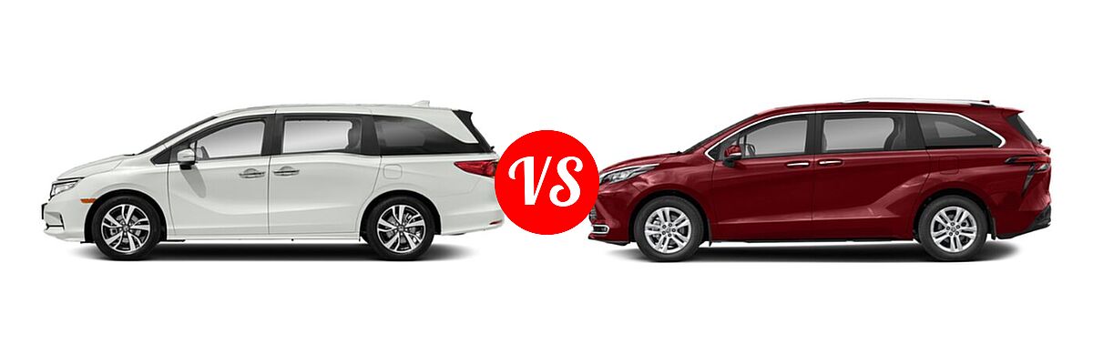 2022 Honda Odyssey Minivan Touring vs. 2022 Toyota Sienna Minivan Hybrid Limited - Side Comparison