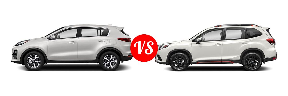2022 Kia Sportage SUV LX vs. 2022 Subaru Forester SUV Sport - Side Comparison
