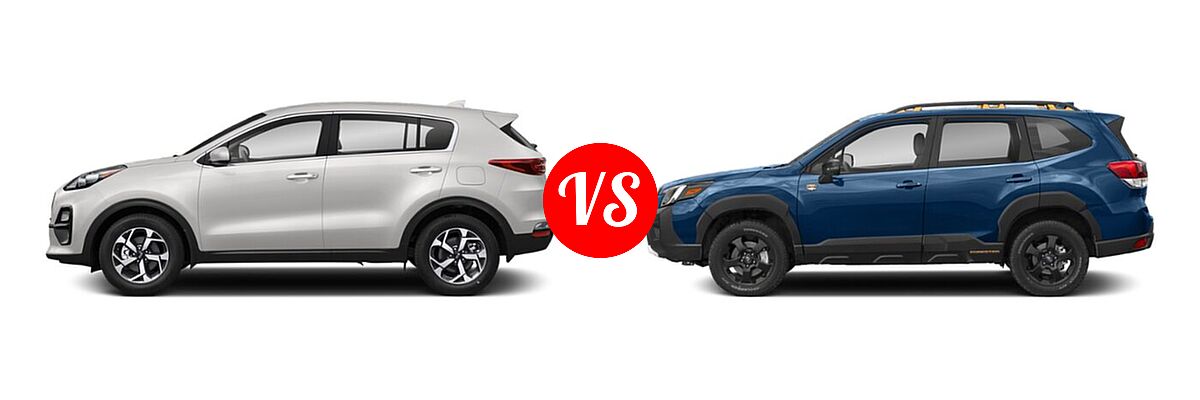 2022 Kia Sportage SUV LX vs. 2022 Subaru Forester SUV Wilderness - Side Comparison