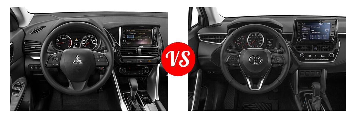 2022 Mitsubishi Eclipse Cross SUV ES / LE / SE / SEL vs. 2022 Toyota Corolla Cross SUV LE - Dashboard Comparison