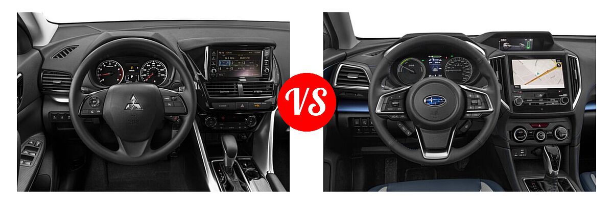 2022 Mitsubishi Eclipse Cross SUV ES / LE / SE / SEL vs. 2022 Subaru Crosstrek SUV Hybrid - Dashboard Comparison