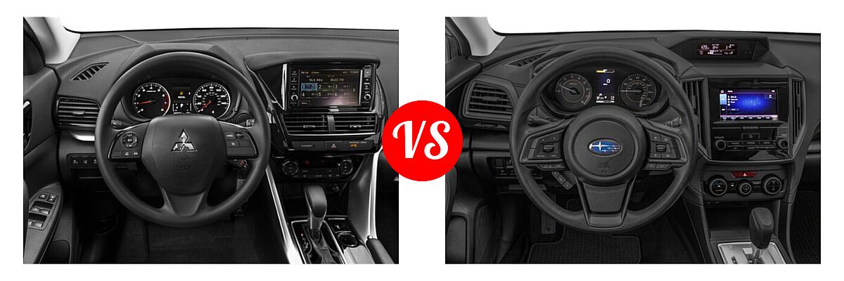 2022 Mitsubishi Eclipse Cross SUV ES / LE / SE / SEL vs. 2022 Subaru Crosstrek SUV CVT / Manual - Dashboard Comparison