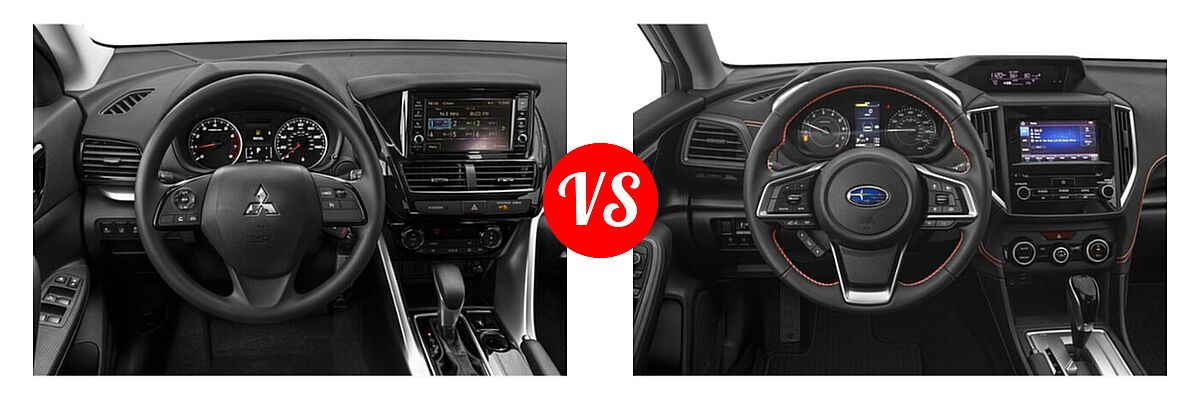 2022 Mitsubishi Eclipse Cross SUV ES / LE / SE / SEL vs. 2022 Subaru Crosstrek SUV Premium - Dashboard Comparison
