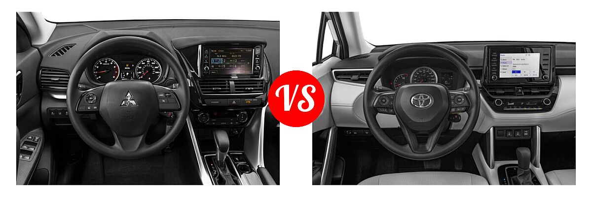 2022 Mitsubishi Eclipse Cross SUV ES / LE / SE / SEL vs. 2022 Toyota Corolla Cross SUV L / XLE - Dashboard Comparison
