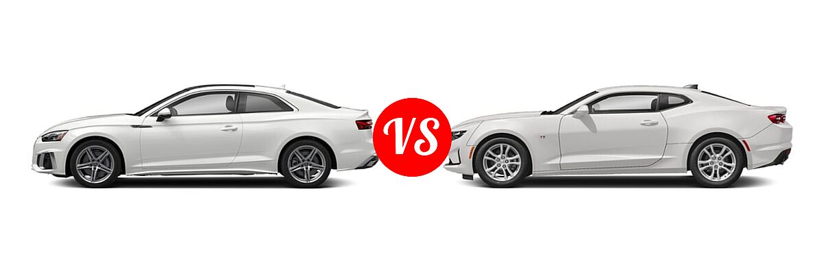 2022 Audi A5 Coupe S line Premium / S line Premium Plus / S line Prestige vs. 2022 Chevrolet Camaro Coupe 1LS / 1LT / 2LT / 3LT / LT1 - Side Comparison