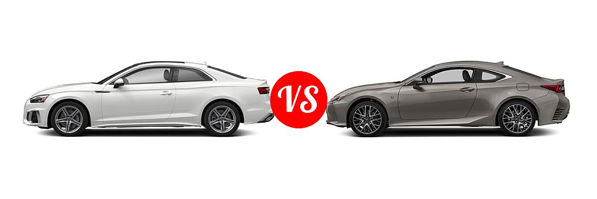 2022 Audi A5 Coupe S line Premium / S line Premium Plus / S line Prestige vs. 2018 Lexus RC 350 Coupe RC 350 - Side Comparison
