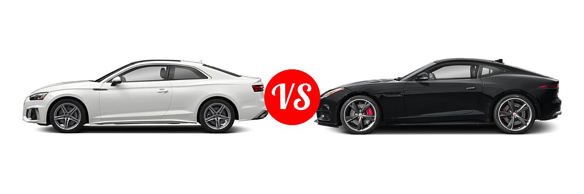 2022 Audi A5 Coupe S line Premium / S line Premium Plus / S line Prestige vs. 2018 Jaguar F-TYPE Coupe R-Dynamic - Side Comparison