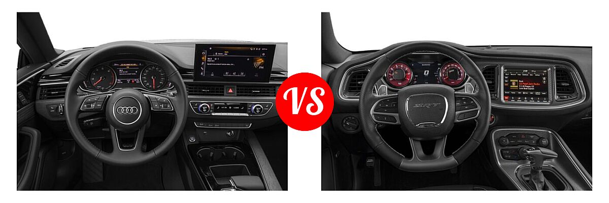 2022 Audi A5 Coupe S line Premium / S line Premium Plus / S line Prestige vs. 2022 Dodge Challenger Coupe R/T Scat Pack - Dashboard Comparison