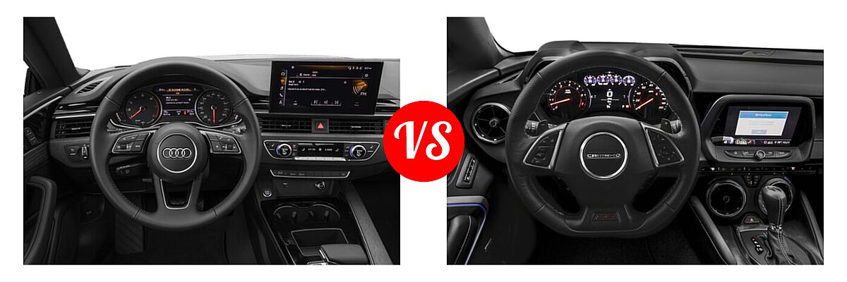 2022 Audi A5 Coupe S line Premium / S line Premium Plus / S line Prestige vs. 2022 Chevrolet Camaro Coupe 1SS / 2SS - Dashboard Comparison