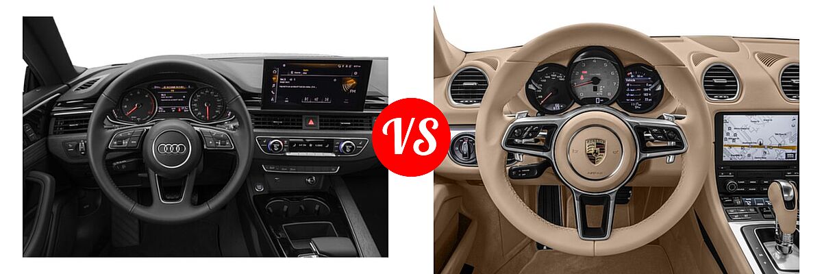 2022 Audi A5 Coupe S line Premium / S line Premium Plus / S line Prestige vs. 2018 Porsche 718 Cayman Coupe S - Dashboard Comparison