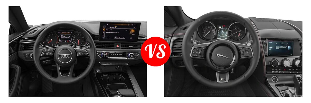 2022 Audi A5 Coupe S line Premium / S line Premium Plus / S line Prestige vs. 2018 Jaguar F-TYPE Coupe R-Dynamic - Dashboard Comparison